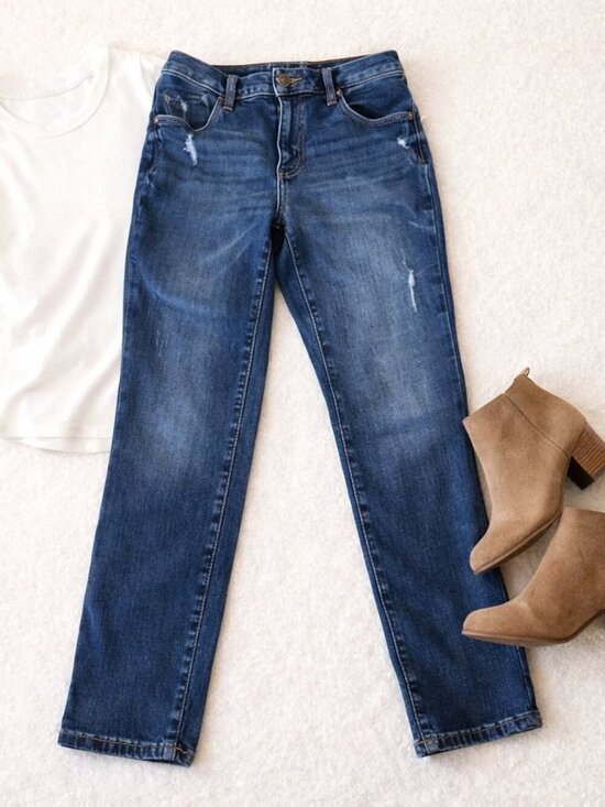 Simply Vera Vera Wang Denim - Simply Vera Vera Wang Skinny Ankle Jeans Size 8 Stretch Blue Denim Mid Rise